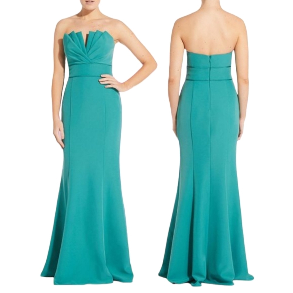 Aidan Mattox Gown Dress US Size 8 Strapless Mermaid Spring Green Wedding Ball
